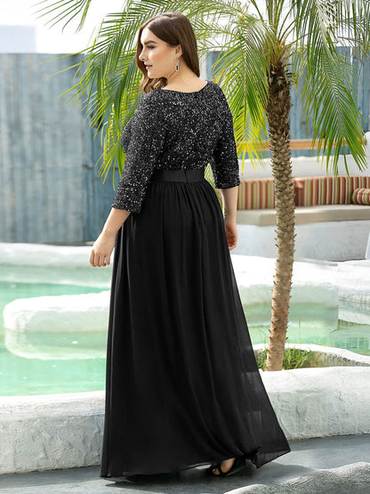 Elegant Sequin & Tulle Evening Gown for Mother of the Bride