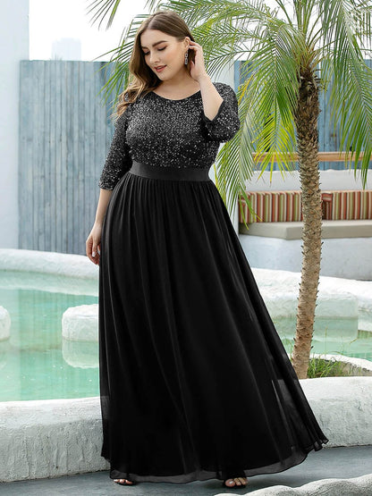 Elegant Sequin & Tulle Evening Gown for Mother of the Bride