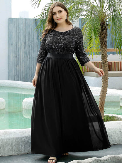 Elegant Sequin & Tulle Evening Gown for Mother of the Bride