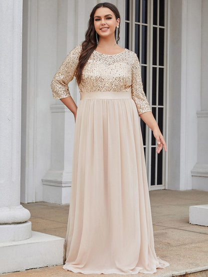 Elegant Sequin & Tulle Evening Gown for Mother of the Bride