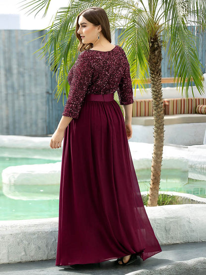 Elegant Sequin & Tulle Evening Gown for Mother of the Bride