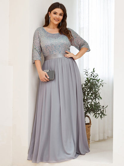Elegant Sequin & Tulle Evening Gown for Mother of the Bride