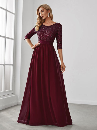 Elegant Sequin & Tulle Evening Gown for Mother of the Bride