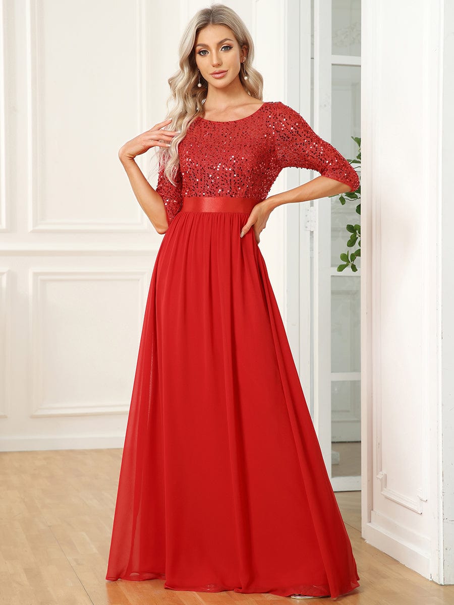 Elegant Sequin & Tulle Evening Gown for Mother of the Bride