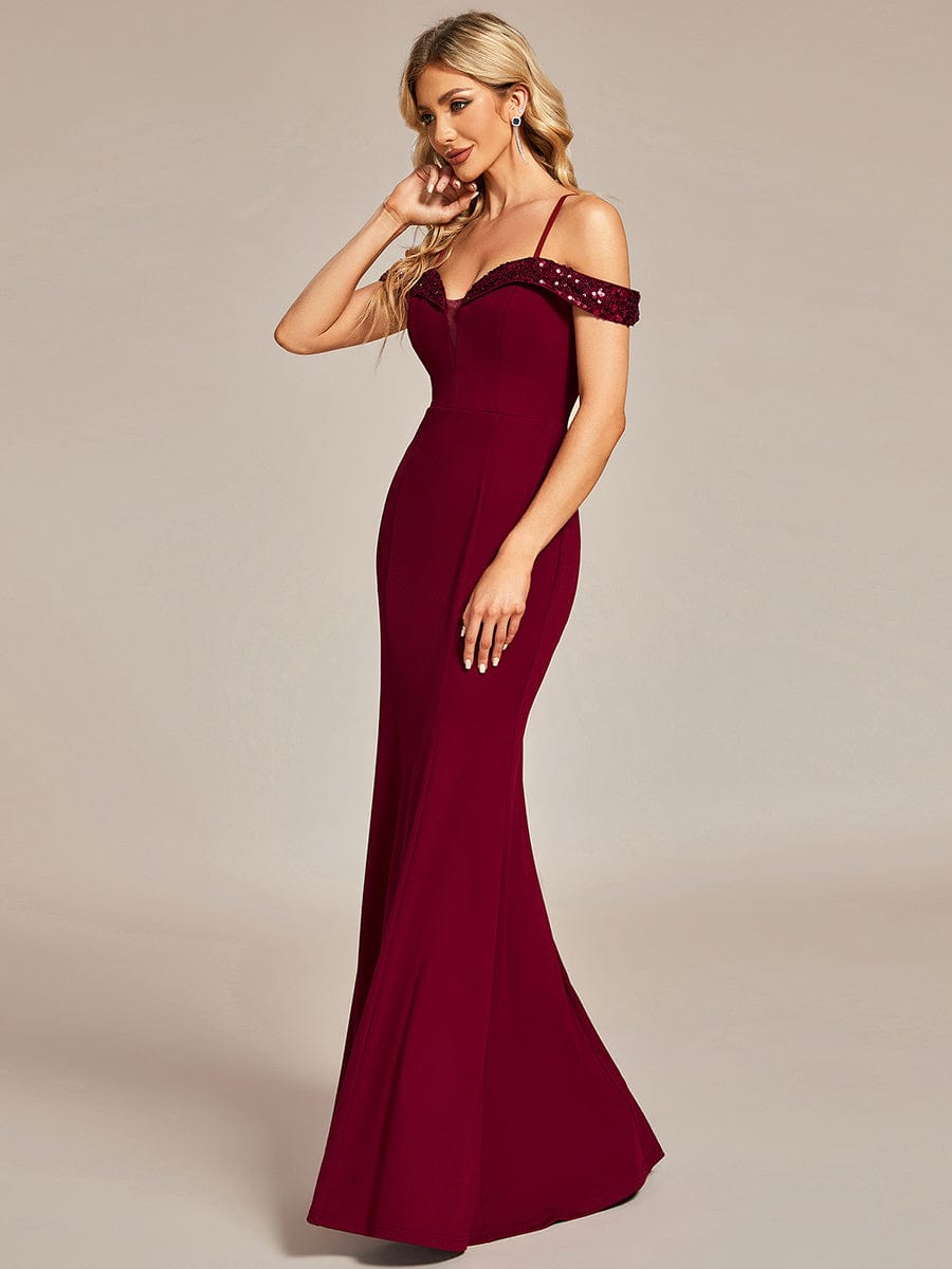 Elegant Sequined Off-Shoulder Mermaid Evening Gown