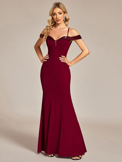 Elegant Sequined Off-Shoulder Mermaid Evening Gown