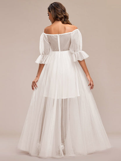 Elegant Sheer Off-Shoulder Double Skirt Maternity Maxi Dress