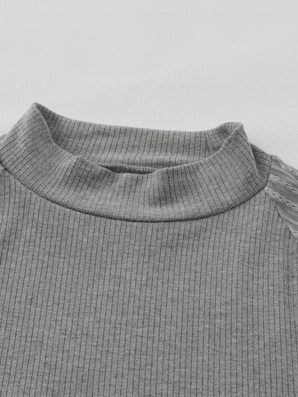 Elegant Sheer Striped Mesh Ribbed Top with Long Sleeves