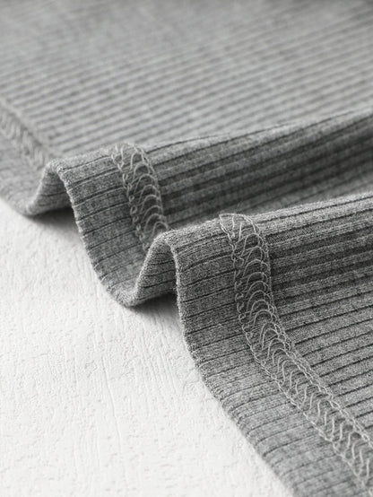 Elegant Sheer Striped Mesh Ribbed Top with Long Sleeves