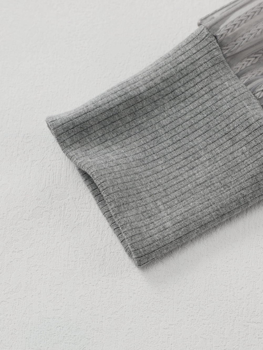 Elegant Sheer Striped Mesh Ribbed Top with Long Sleeves