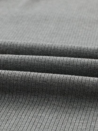 Elegant Sheer Striped Mesh Ribbed Top with Long Sleeves