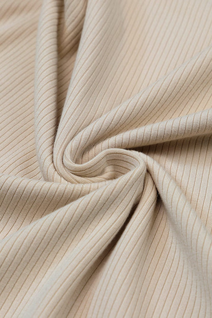 Elegant Sheer Striped Mesh Top with Ribbed Detail