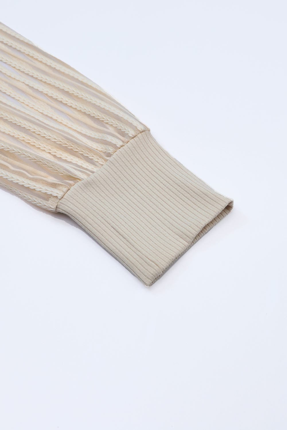 Elegant Sheer Striped Mesh Top with Ribbed Detail