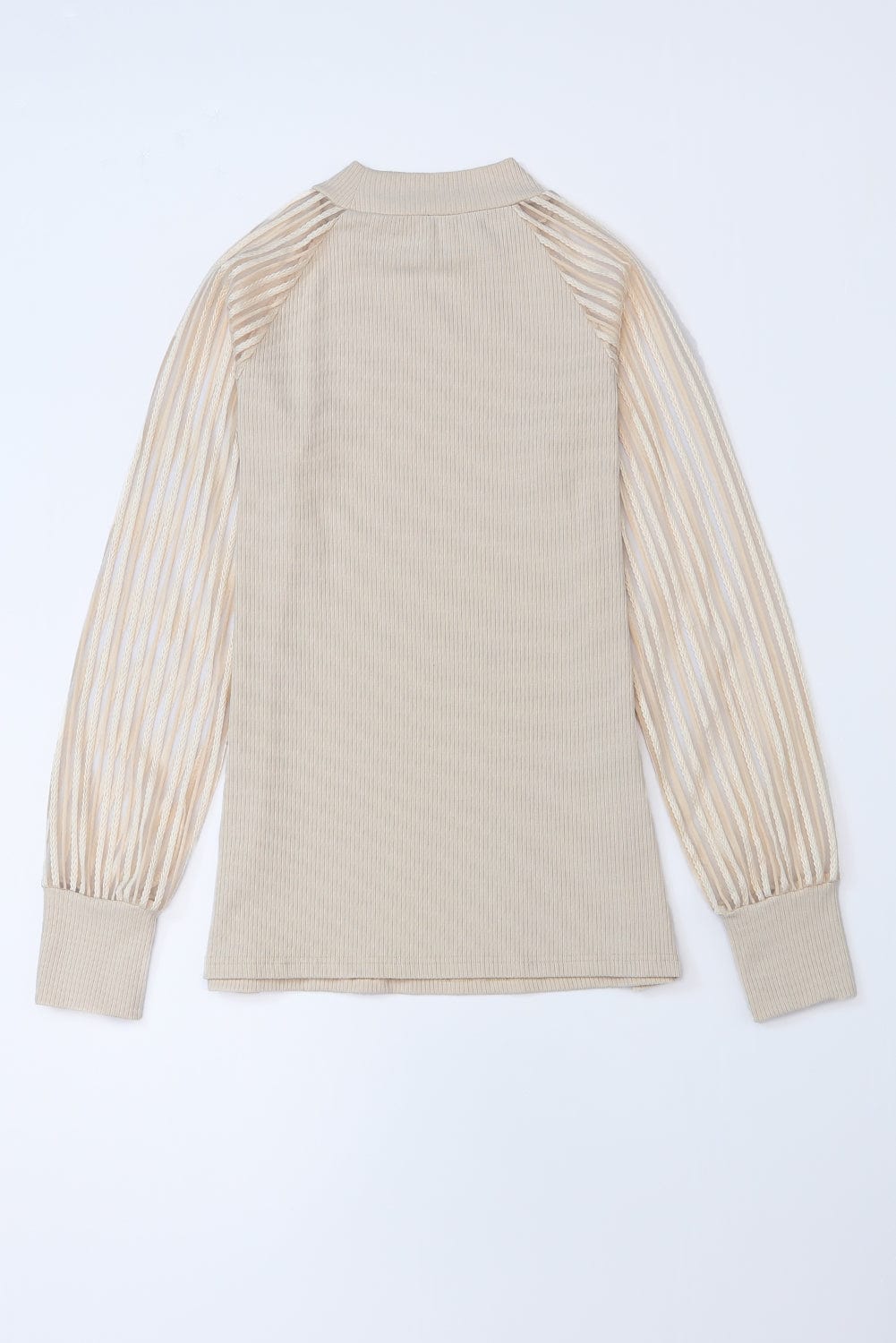 Elegant Sheer Striped Mesh Top with Ribbed Detail