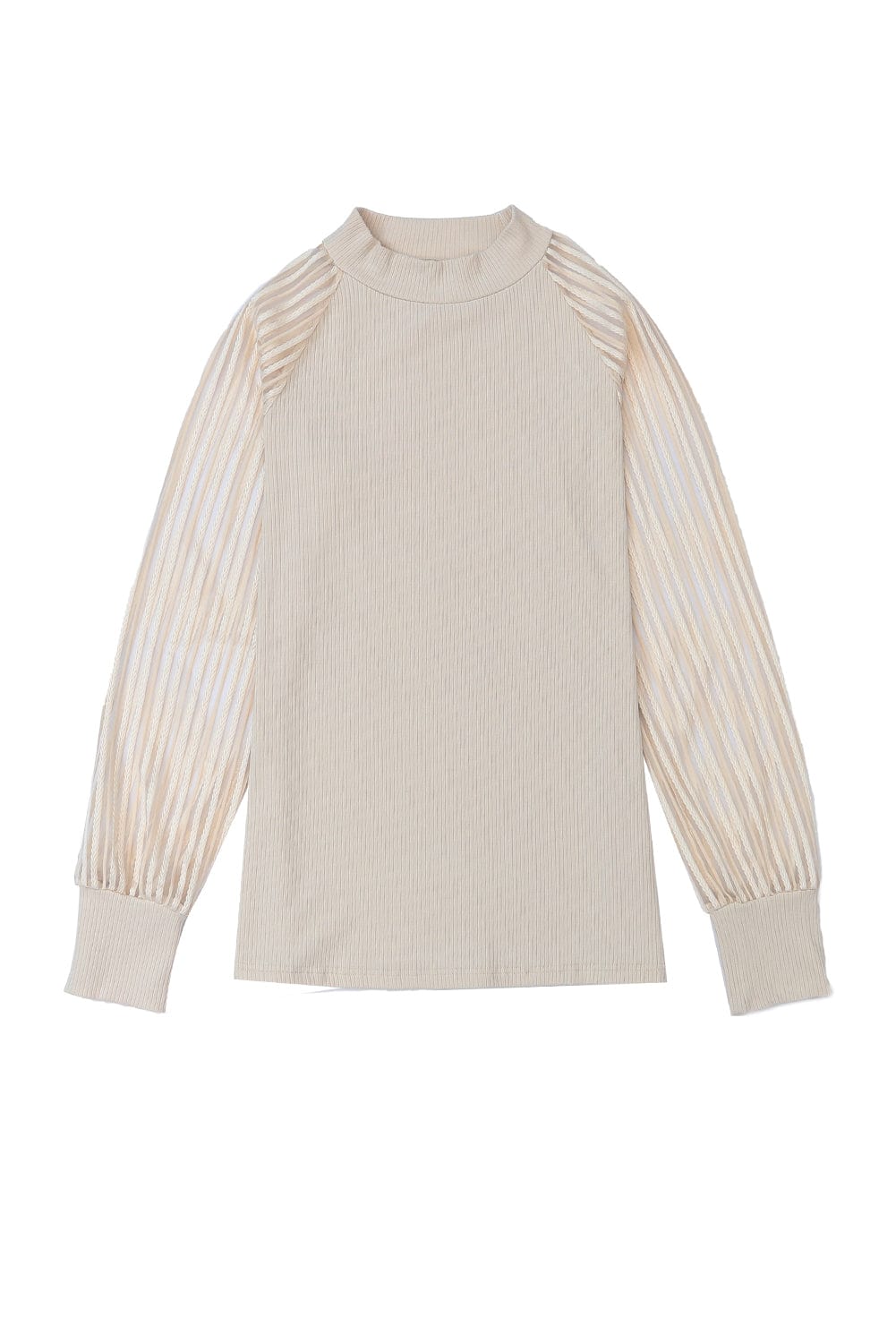 Elegant Sheer Striped Mesh Top with Ribbed Detail