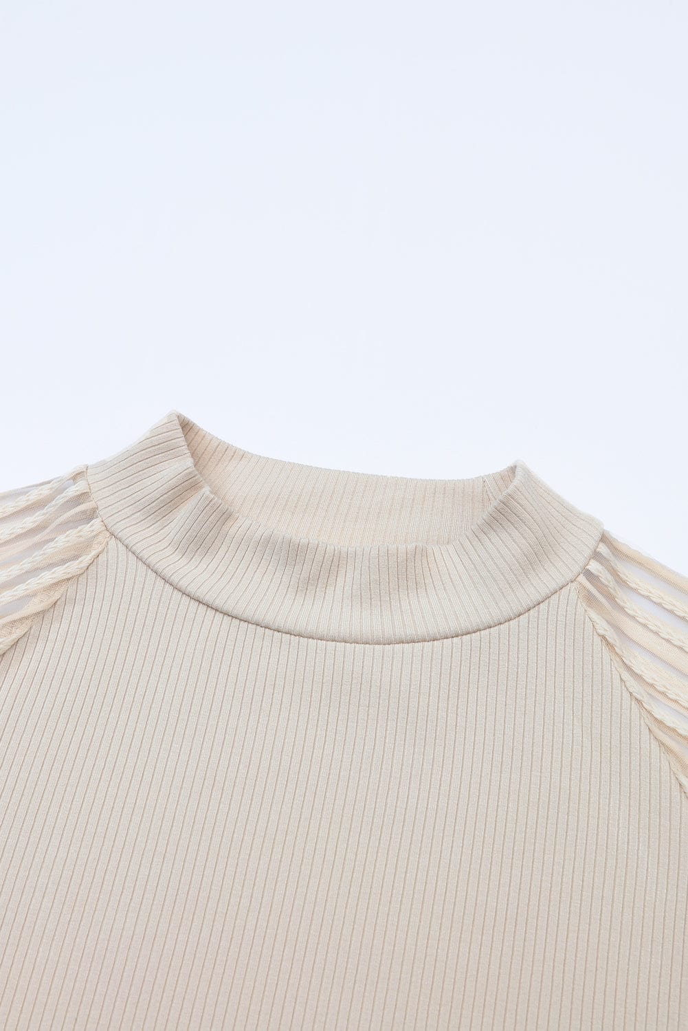 Elegant Sheer Striped Mesh Top with Ribbed Detail