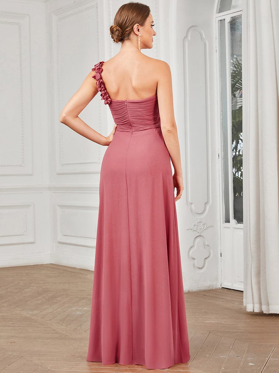 Elegant Single Shoulder Pleated Chiffon Bridesmaid Gown