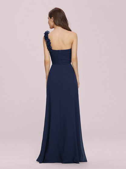 Elegant Single Shoulder Pleated Chiffon Bridesmaid Gown