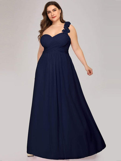 Elegant Single Shoulder Pleated Chiffon Bridesmaid Gown