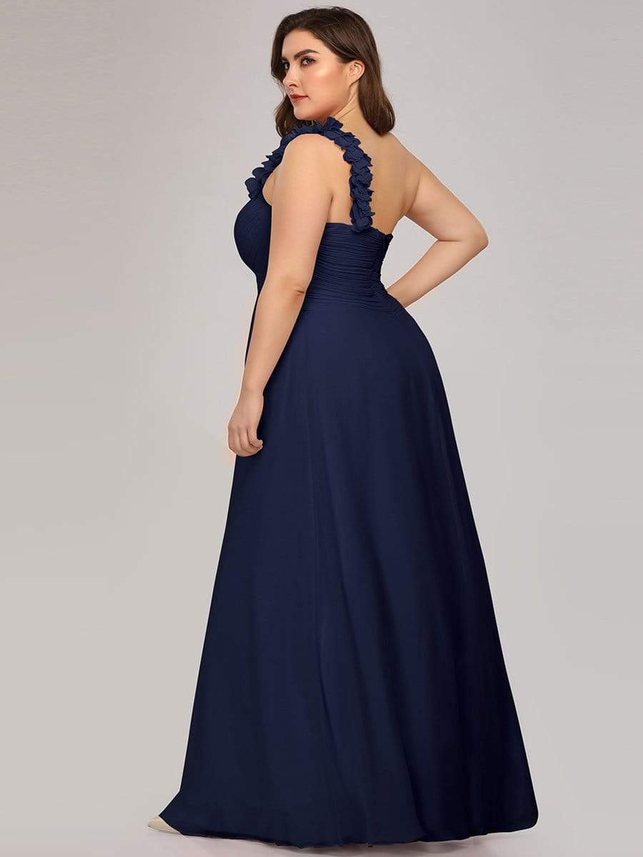 Elegant Single Shoulder Pleated Chiffon Bridesmaid Gown