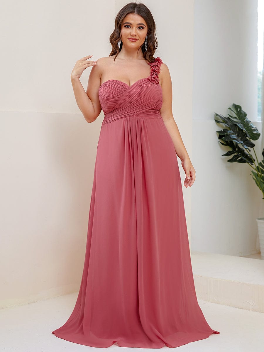 Elegant Single Shoulder Pleated Chiffon Bridesmaid Gown