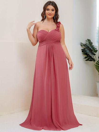 Elegant Single Shoulder Pleated Chiffon Bridesmaid Gown