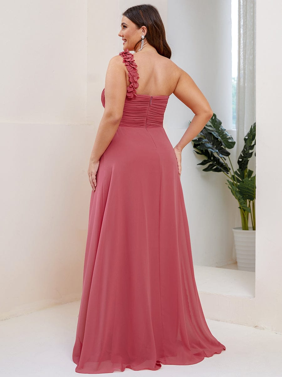 Elegant Single Shoulder Pleated Chiffon Bridesmaid Gown