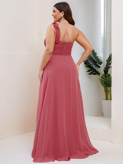 Elegant Single Shoulder Pleated Chiffon Bridesmaid Gown
