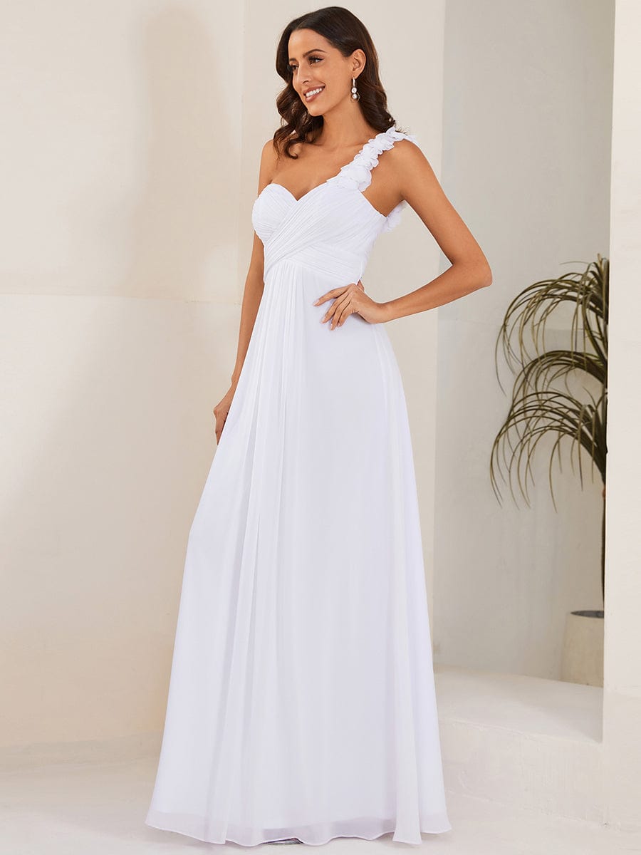 Elegant Single Shoulder Pleated Chiffon Bridesmaid Gown