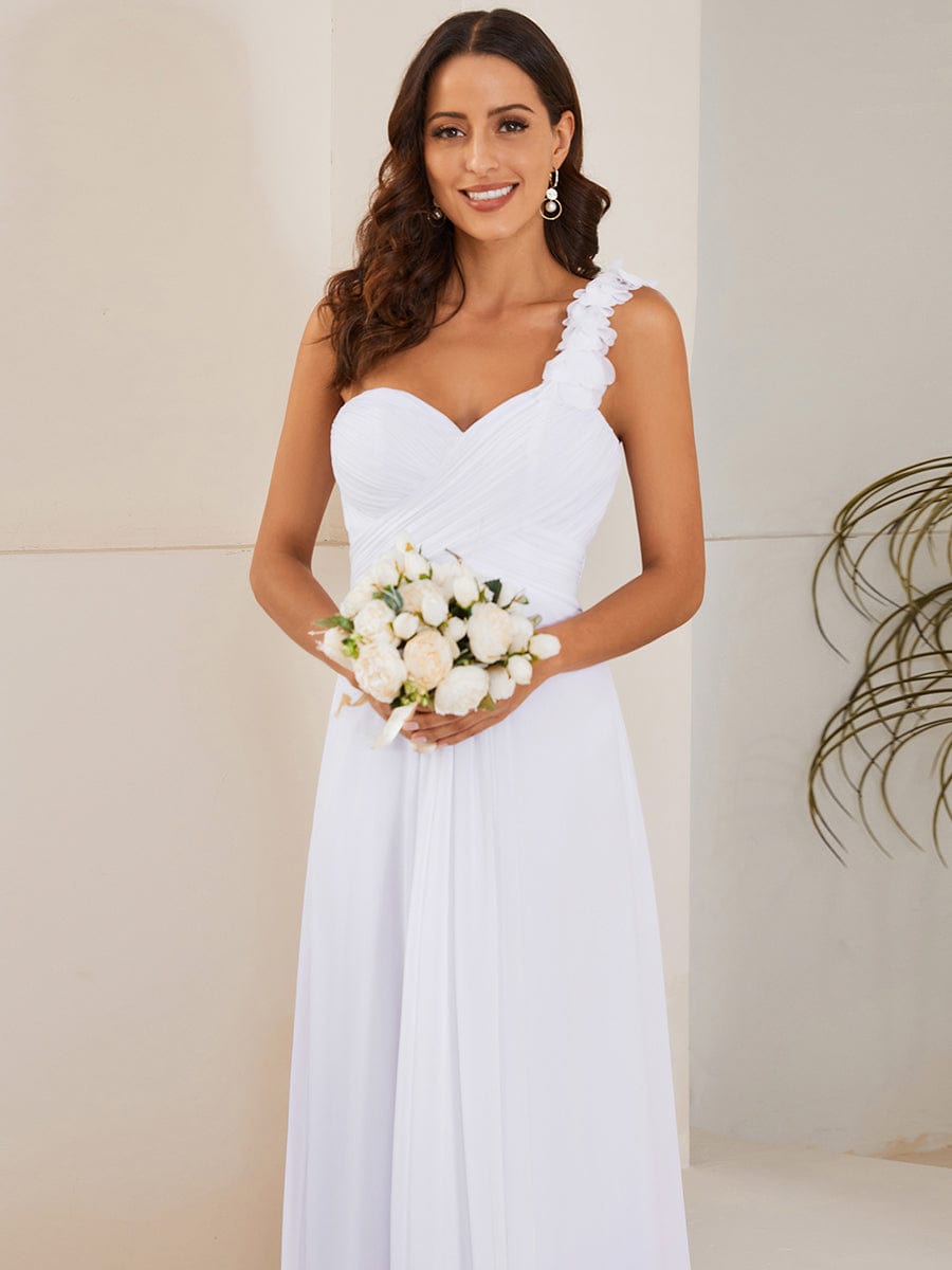Elegant Single Shoulder Pleated Chiffon Bridesmaid Gown