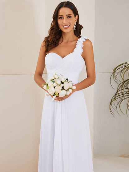 Elegant Single Shoulder Pleated Chiffon Bridesmaid Gown