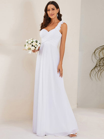 Elegant Single Shoulder Pleated Chiffon Bridesmaid Gown