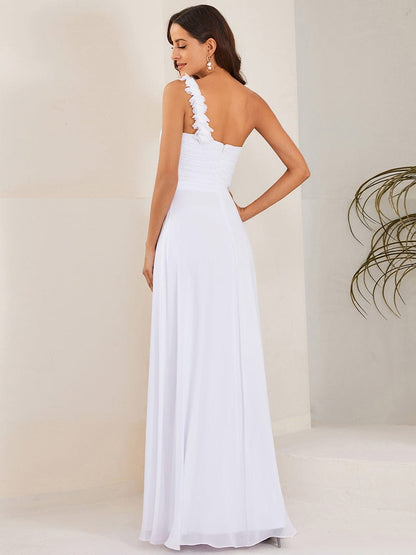 Elegant Single Shoulder Pleated Chiffon Bridesmaid Gown