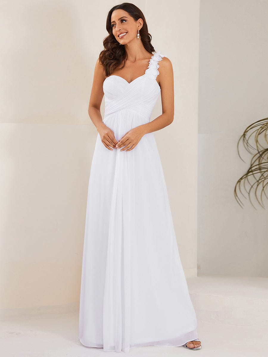 Elegant Single Shoulder Pleated Chiffon Bridesmaid Gown