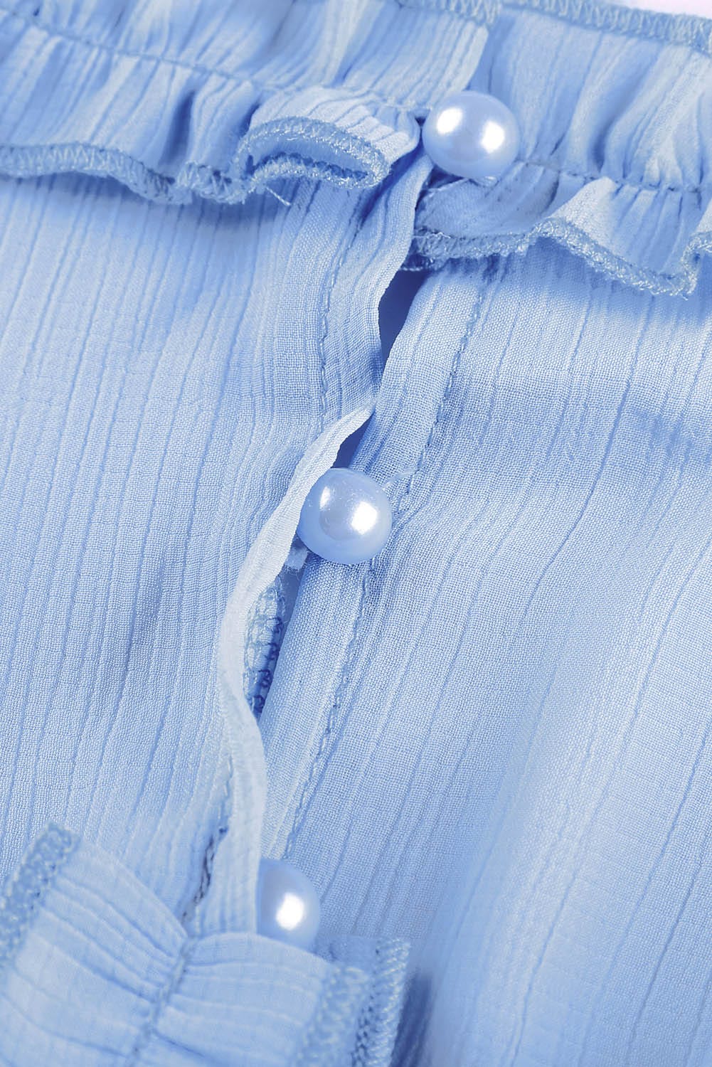 Elegant Sky Blue V Neck Sheath Dress with Ruffle Detailing