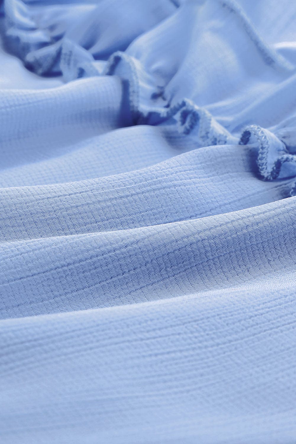 Elegant Sky Blue V Neck Sheath Dress with Ruffle Detailing