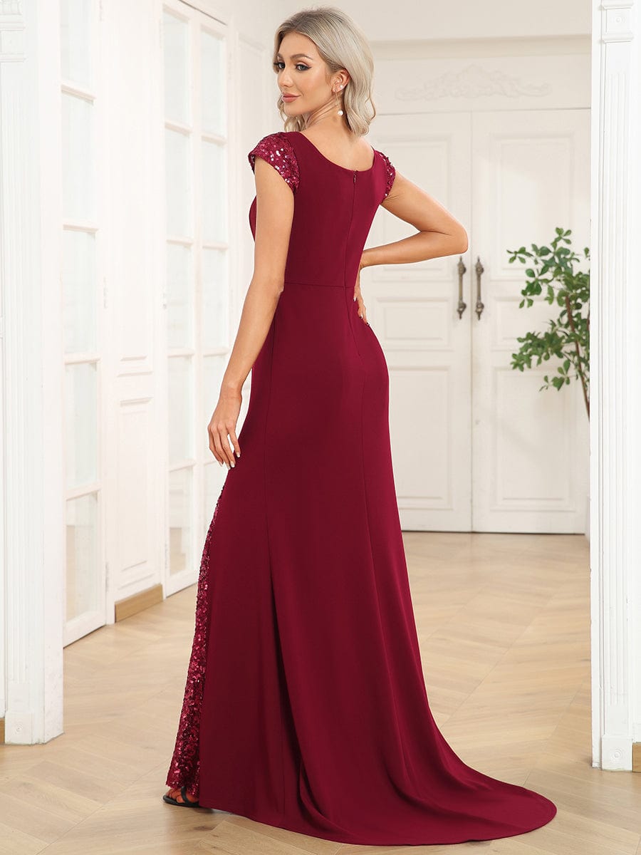 Elegant Sleeveless Deep V Neck Fishtail Evening Gown