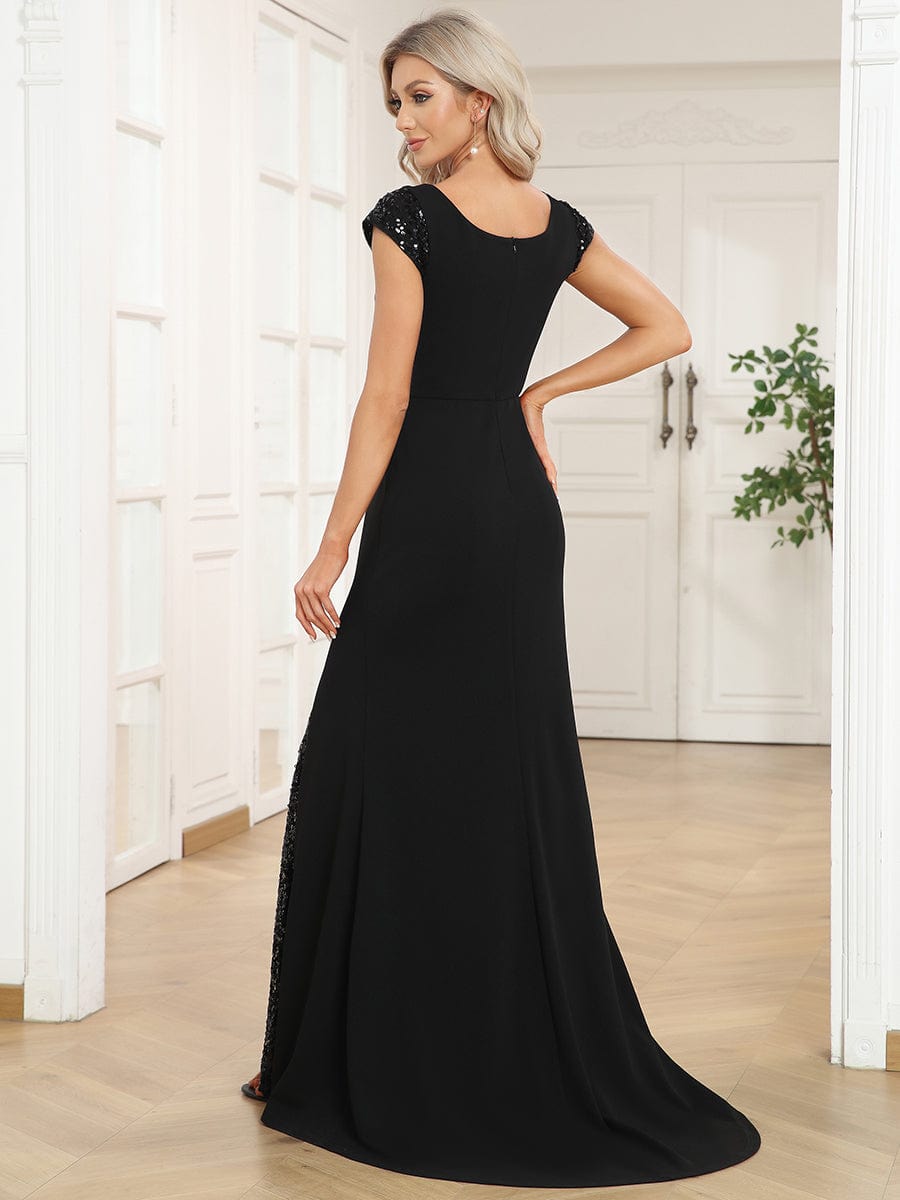 Elegant Sleeveless Deep V Neck Fishtail Evening Gown