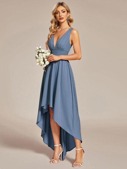 Elegant Sleeveless High Low Bridesmaid Gown