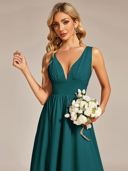 Elegant Sleeveless High Low Bridesmaid Gown