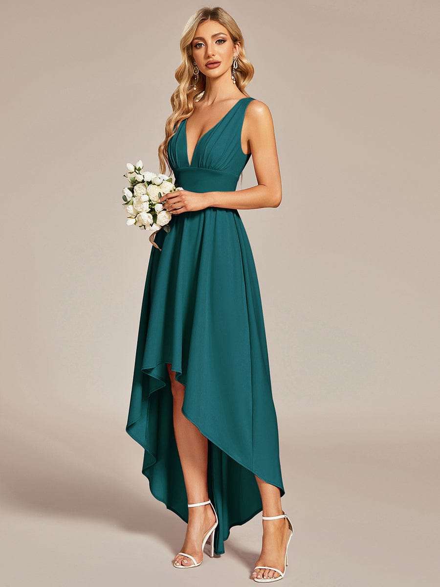 Elegant Sleeveless High Low Bridesmaid Gown