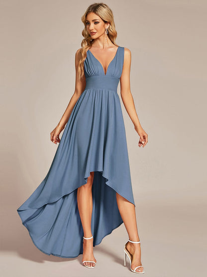 Elegant Sleeveless High Low Bridesmaid Gown