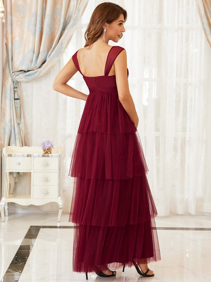 Elegant Sleeveless Maternity Dress with Ruffle Detail