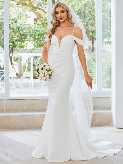 Elegant Sleeveless Mermaid Wedding Gown with Off Shoulder Design