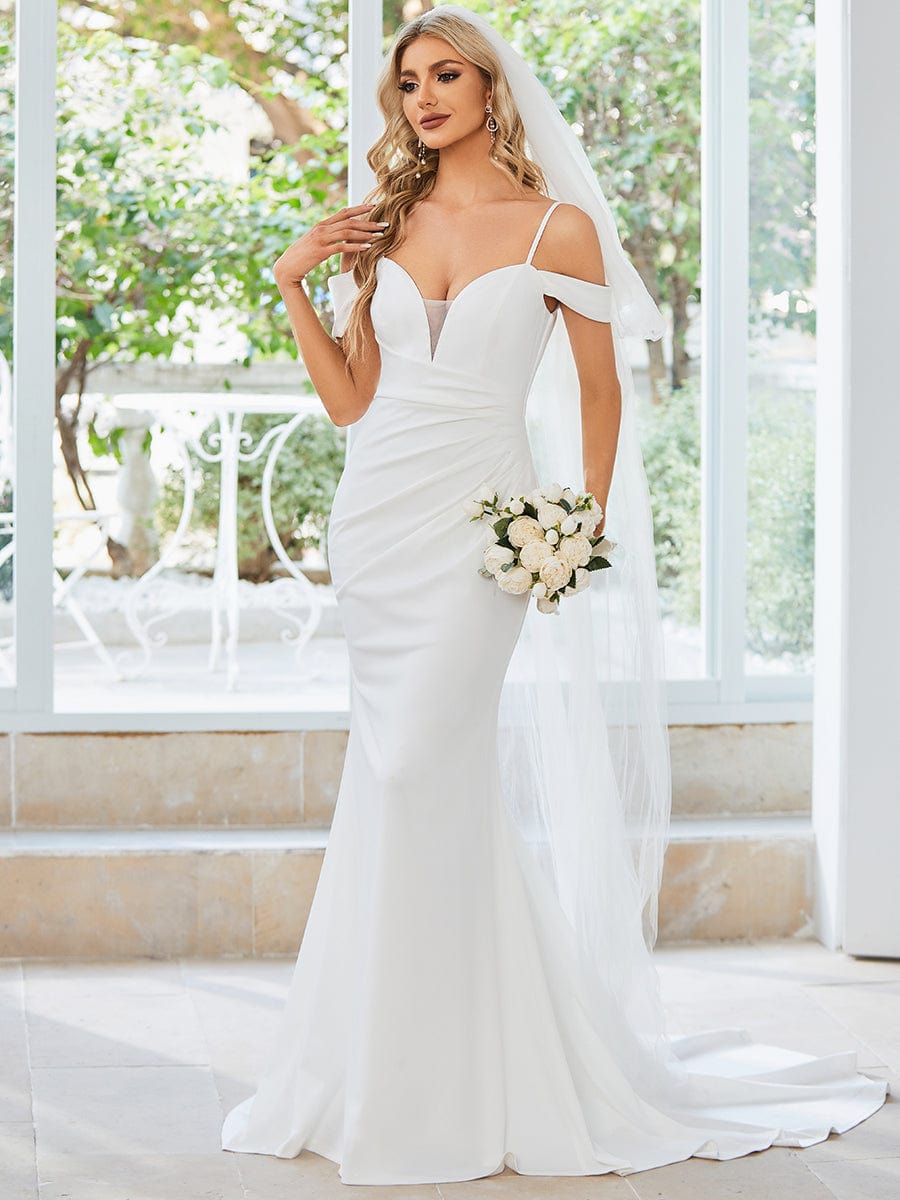 Elegant Sleeveless Mermaid Wedding Gown with Off Shoulder Design