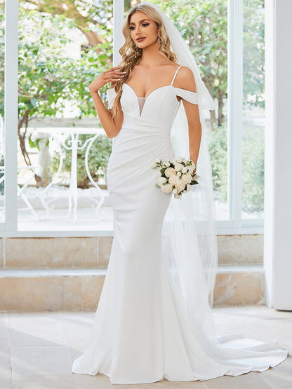 Elegant Sleeveless Mermaid Wedding Gown with Off Shoulder Design