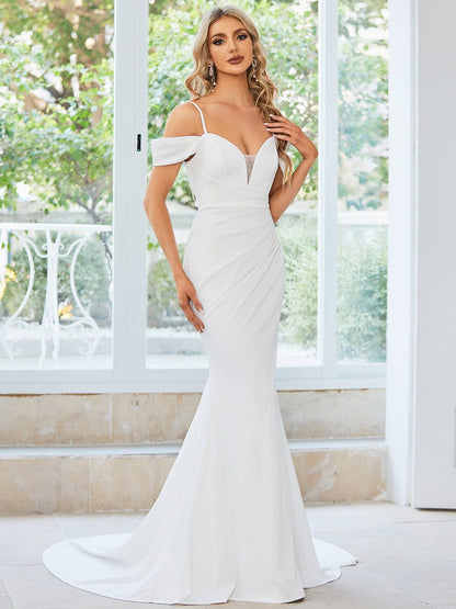Elegant Sleeveless Mermaid Wedding Gown with Off Shoulder Design