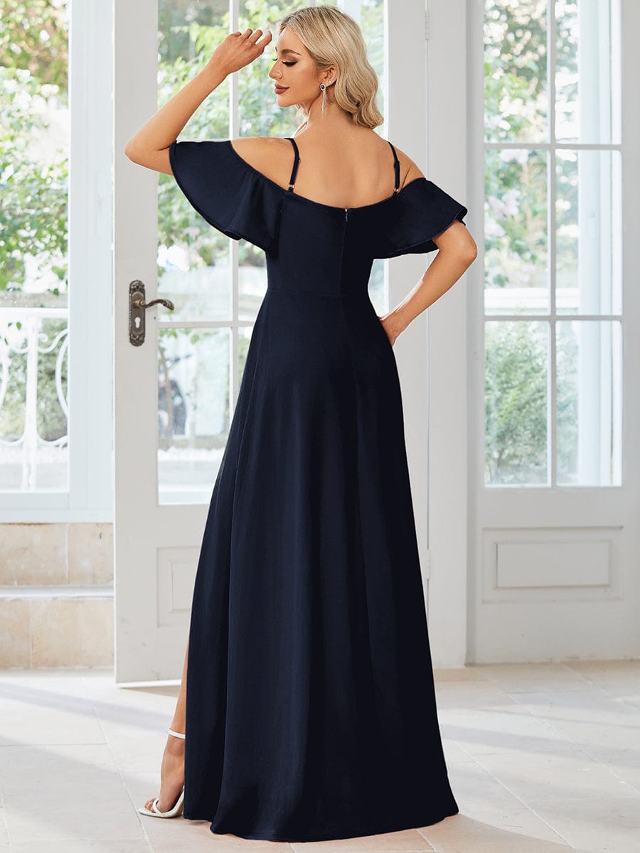 Elegant Sleeveless Off-Shoulder A-Line Knitted Evening Gown
