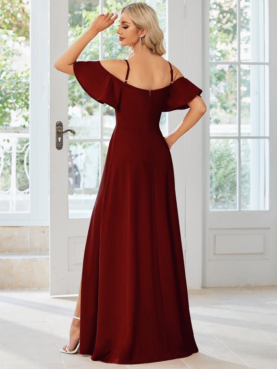 Elegant Sleeveless Off-Shoulder A-Line Knitted Evening Gown