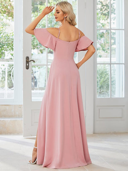 Elegant Sleeveless Off-Shoulder A-Line Knitted Evening Gown